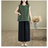 Women Vintage Cotton Linen Sleeveless Vest Button Design Loose Fit All Match Art Style Summer New Casual Tank Top