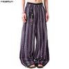 INCERUN Bohemia Men Elastic Waist Casual Long Floral Print Baggy Trousers Pants