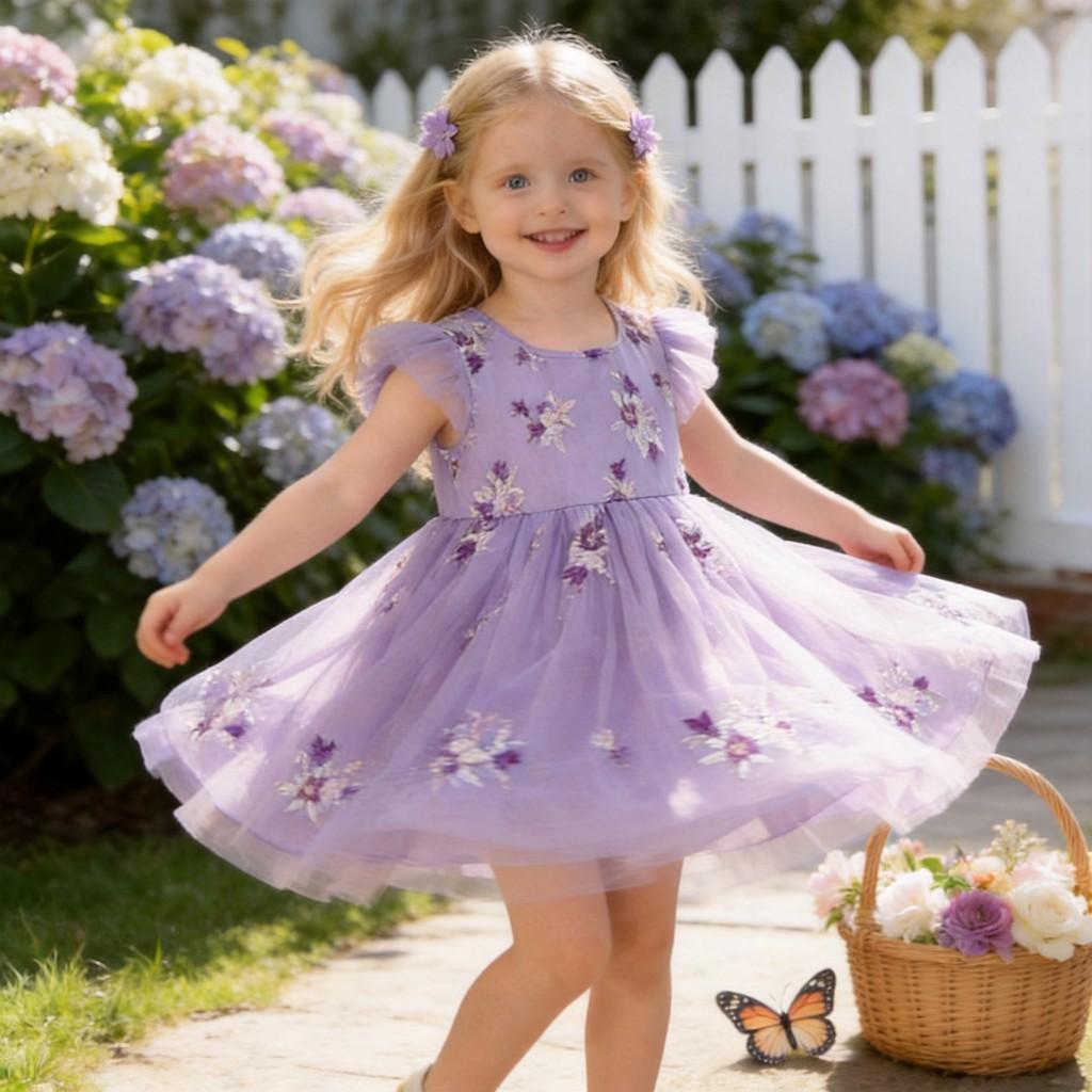Girl Summer Princess Style Cotton Dress With Breathable Fabric For Kids