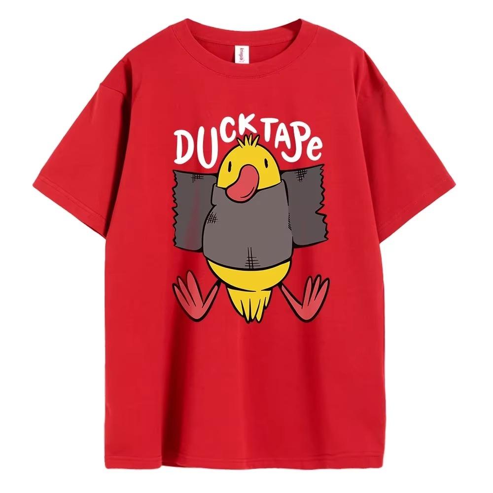 2024 Summer New Men's 100% Cotton Duckling English Letter Print High Quality Casual Street Gym Fashion Round Neck Top S-4XL