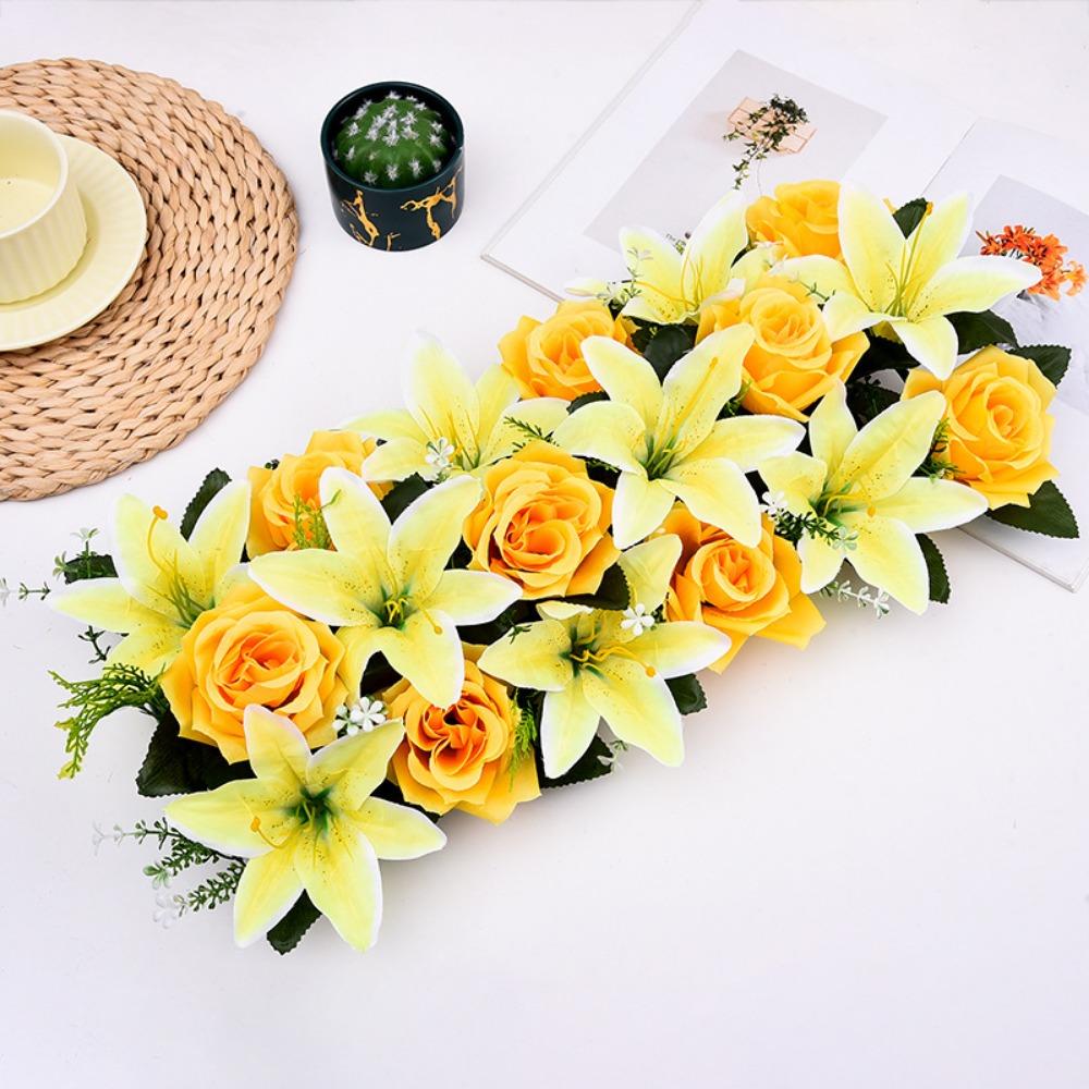 Rose&lily Fake Flowers Silk Wall Wedding Flower Fashion Simulated Flower Party Stage Supplies