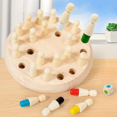 Wooden Memory Matching Game Concentration Training Educational Toy Early Education Color Memory Chess for Kids