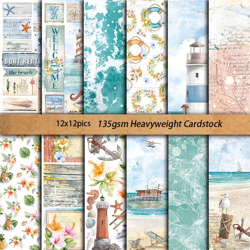 12 Sheets Retro Summer Breeze Collage Material Paper for DIY Journaling Stickers