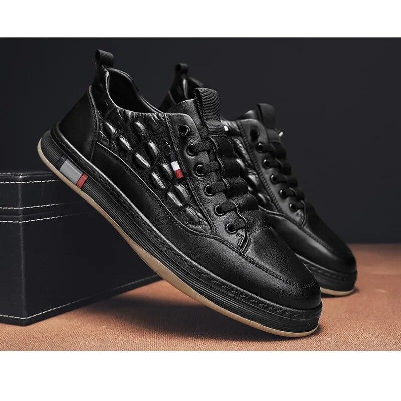 Luxury Designer Men's Leather Shoes Fashion Casual Sports Shoes  New Breathable Anti-Slip Skateboard Shoes Zapatos De Hombre