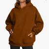 Women's Solid Color Fleece Hooded Sweatshirt: Autumn/Winter, Long-Sleeve, Pocketed, Loose-Fit Pullover