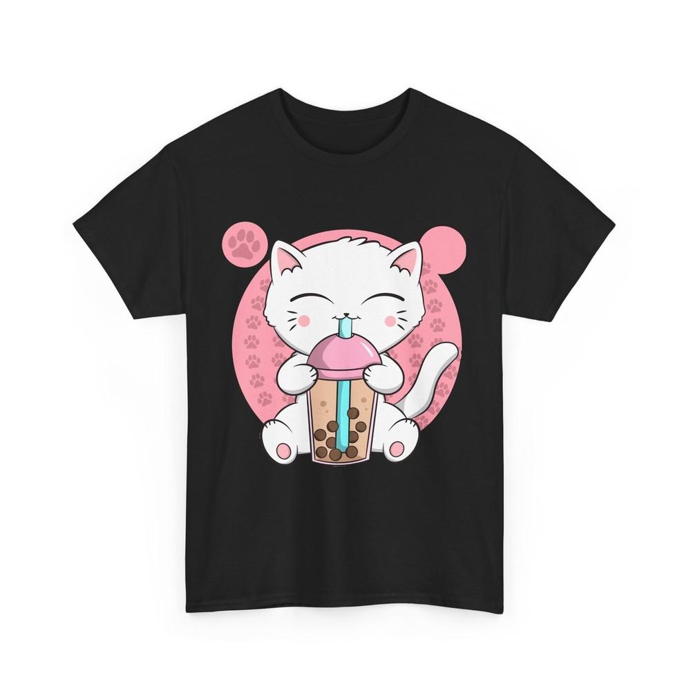 Anime Cat Boba Cat Bubble Tea Neko Japanese Kawaii Cat T-Shirt