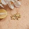 Elegant Flower Pendant Necklace Stainless Steel Sweater Chain Creative Necklace  Jewelry Gift