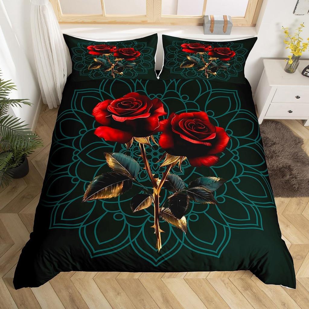 Comforter Mandala Floral Bohemian Flowers Bedding Set Microfiber Exotic Geometric Twin Full For Kids Adults Decor