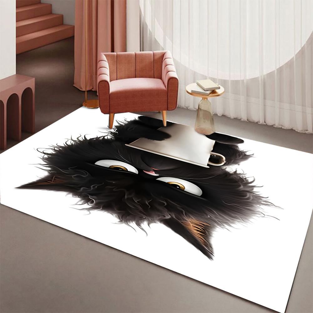 Cute Kitten Pattern Printed Carpet Living Room Luxury Carpets Home Decoration Aesthetic Doormat Non-slip Machine Washable Rug