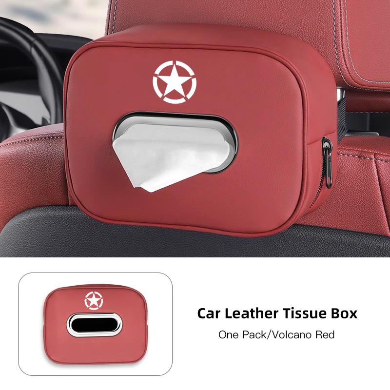 New PU Leather Car Tissue Box Storage Bag Accessories For Jeep Renegade Wrangler JL JK Gladiator Grand Cherokee Compass Patriot