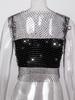 Sparkly Rhinestone Fishnet Round Neck Tank Top - Women's Summer Fashion