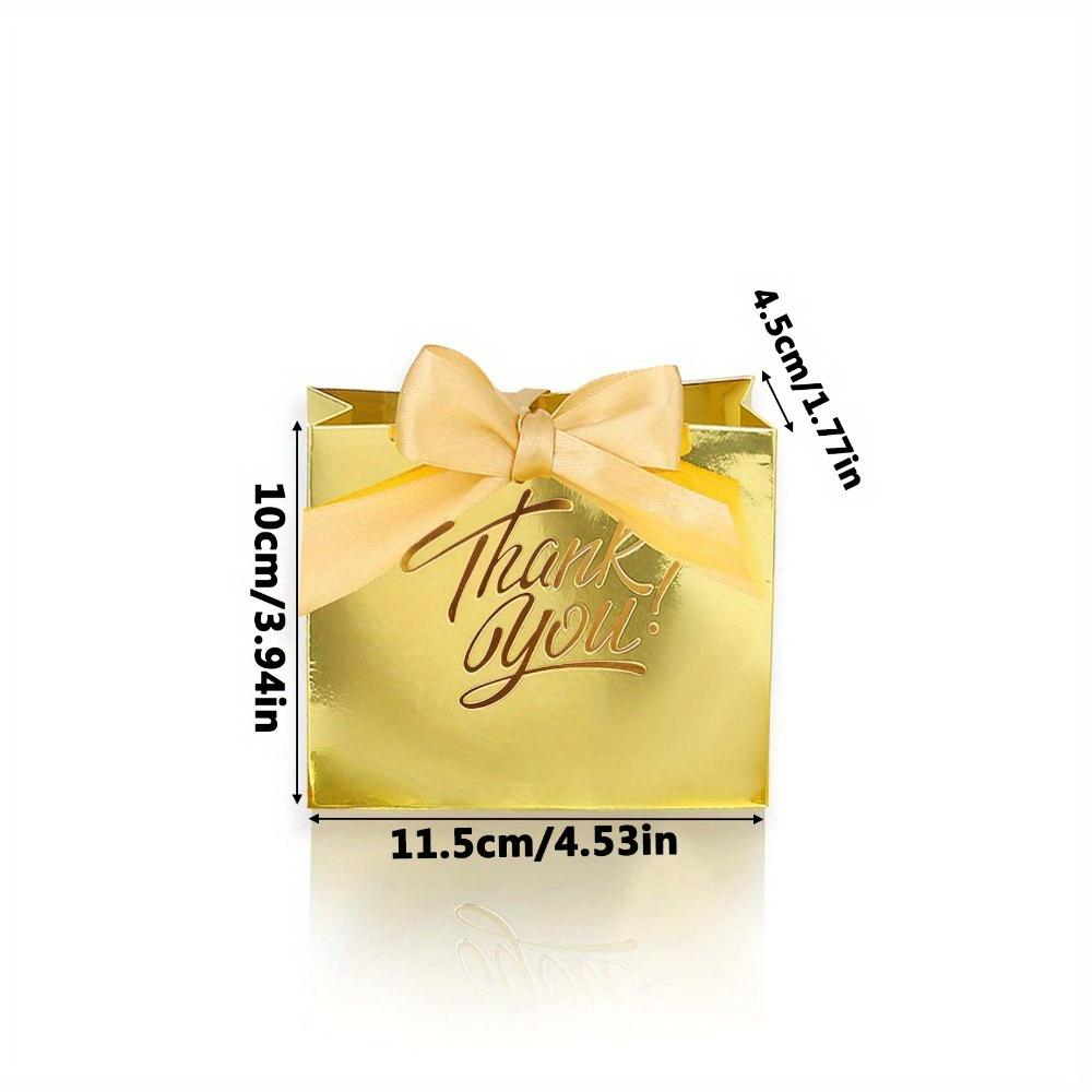 15pcs Small Luxury Golden Mini Gift Bags Paper Treat Boxes with Golden Bow Ribbon Bags for Wedding Favors Birthday Decorations Packaging
