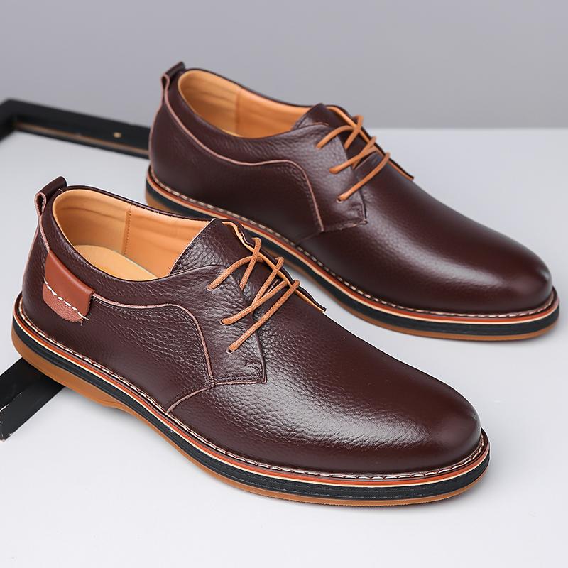 Fashion High Quality Brand Men's Leather Casual Shoes Soft Soled Comfortable Oxford Shoes Men's Hiking Shoes, Outdoor Anti Slip