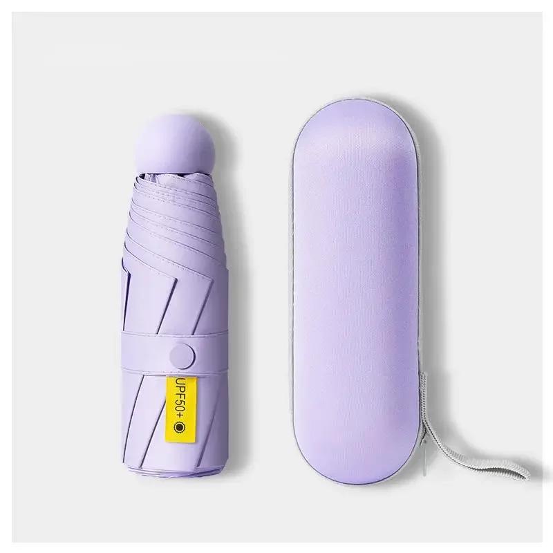 8-Ribs Sun Umbrella Portable Mini Umbrella Sun Protection Capsule Umbrella Parasol with Box UV Folding Pocket  Umbrella