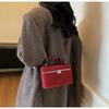 Trendy Autumn Winter Matte Crossbody Bag Suede Box Design Shoulder Bag Pure Color Textured Evening Bags Women Handle Bag