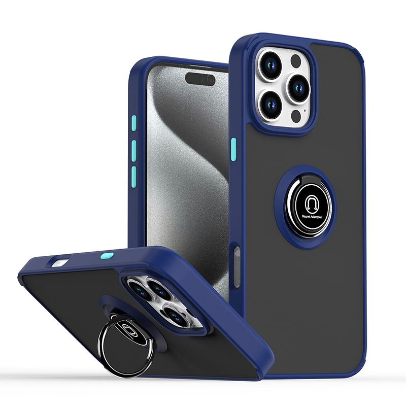 For iPhone 16 Pro Max Case Shockproof Armor Magnetic Ring Fold Rotate Holder Cover For iPhone 16 Plus 16Pro Max Matte Phone Case