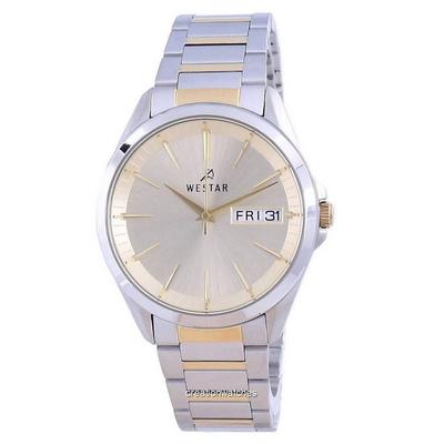 Ceas bărbătesc cu cadran șampanie cu cuarț din oțel inoxidabil în două tonuri 50212 CBN 102