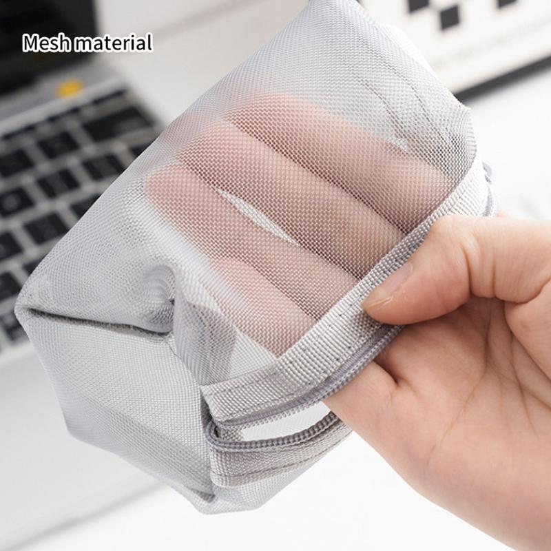 1Pc Travel Mesh Cosmetic Bag Zipper Makeup Bag For Women Wash Toiletry Bag Makeup Organizer Portable Storage Pouch