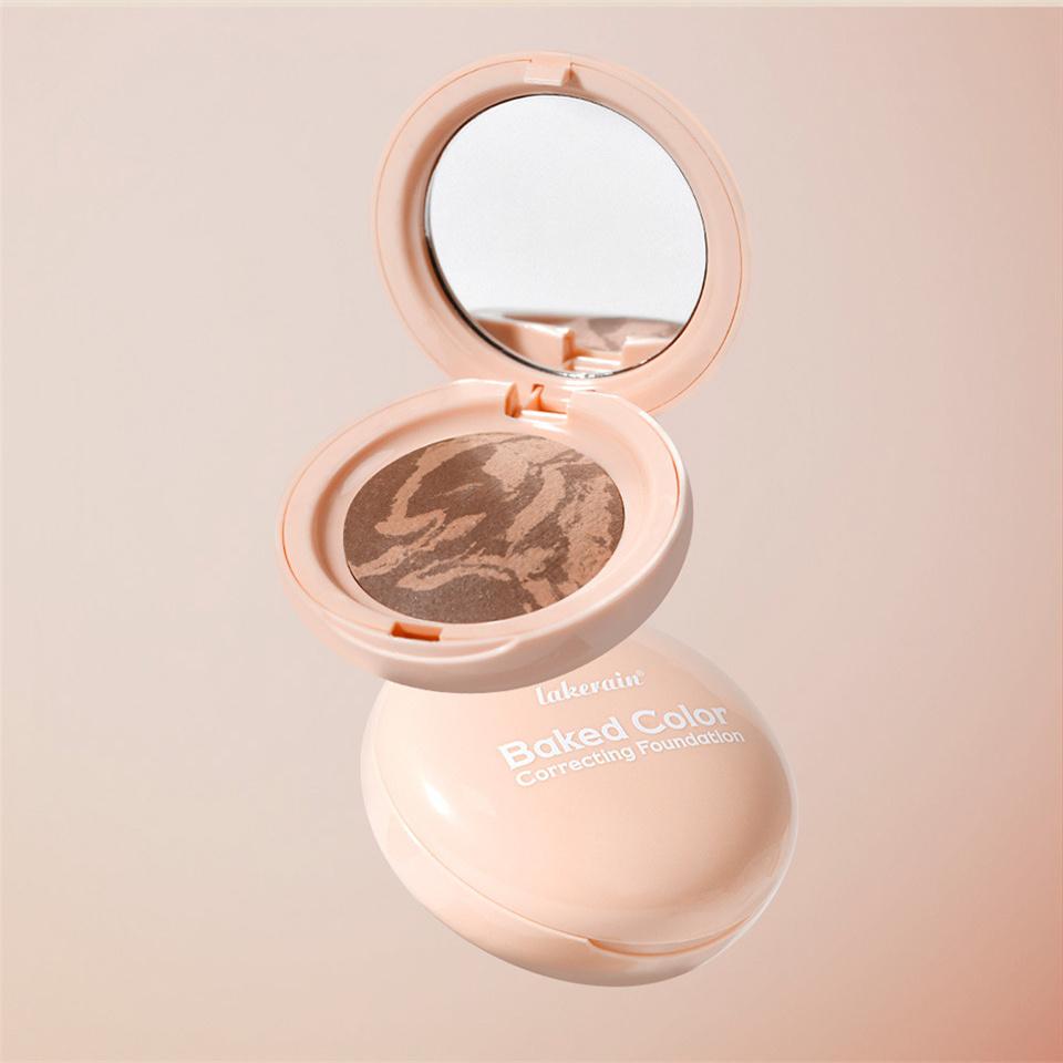 Demi Matte Natural Finish Baked Brighten Color Correcting Powder Foundation Buildable Light To Coverage Oil Control Makeup