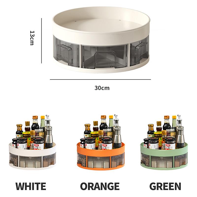 360° Rotation Spice Rack Pantry Cabinet Non-Slip Seasoning Storage Turntable Kitchen Bathroom Cosmetic Salt Shaker Organizer