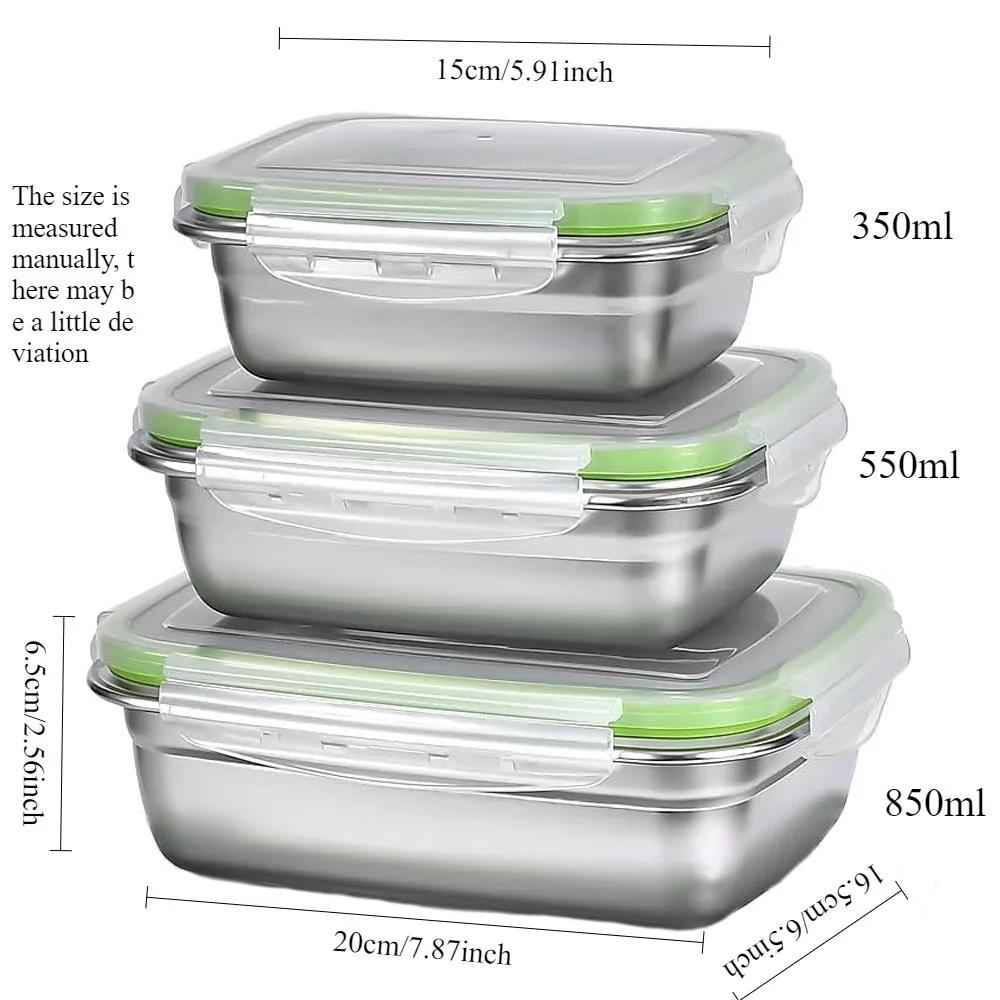 Stainless Steel Lunch Bento Box Sealed Leakproof Portable Food Storage Box Household Pickle Box Refrigerator Food Container