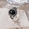 Vintage 925 Silber Natürlicher Schwarzer Onyx 8*10mm Ring Blumenförmiger Tigerauge Ring Feiner Schmuck Fingerring Für Frauen