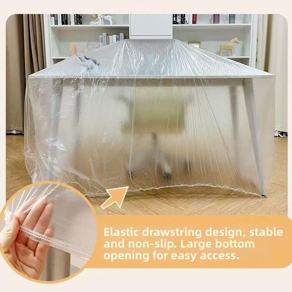 3Pcs Transparent Disposable Bed Dust Cover Waterproof Elastic Edges Sofa Protective Film Thick Plastic Full Wrap