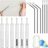 10Pcs/Set Reusable Stainless Steel Brush Eco-Friendly Cleaning Brushes Drinking Straw Cleaner