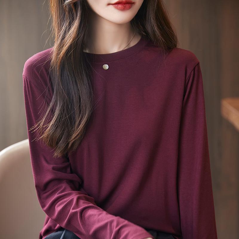 

Spring/Summer Women s Versatile Round Neck Knit Long Sleeve Top L: 130-150 jin серый