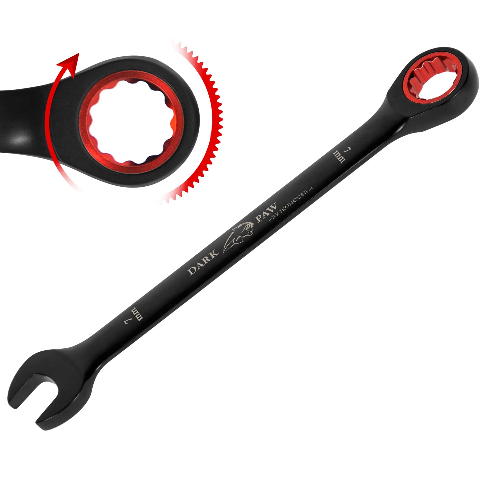 

IRONCUBE 7mm Ratchet Wrench Black Includes Precision Perfect Day Gift Set Finish, Dual-Use Design, CR-V 72-Tooth Ratchet, Father s