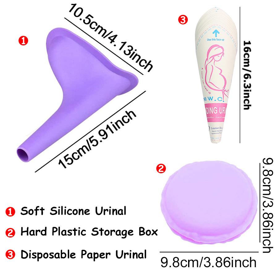 2 Colors Female Portable Silicone Urinal  Suitable for Pregnant Women Stand Up Pee Tools for Outdoor Traveler with Storage Box