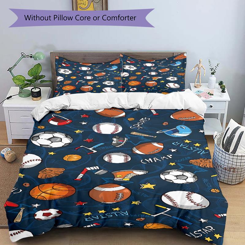 3pcs Sports All-Star Soft and Comfortable Breathability, Bedding Set, Machine Washable, Suitable for All Seasons195