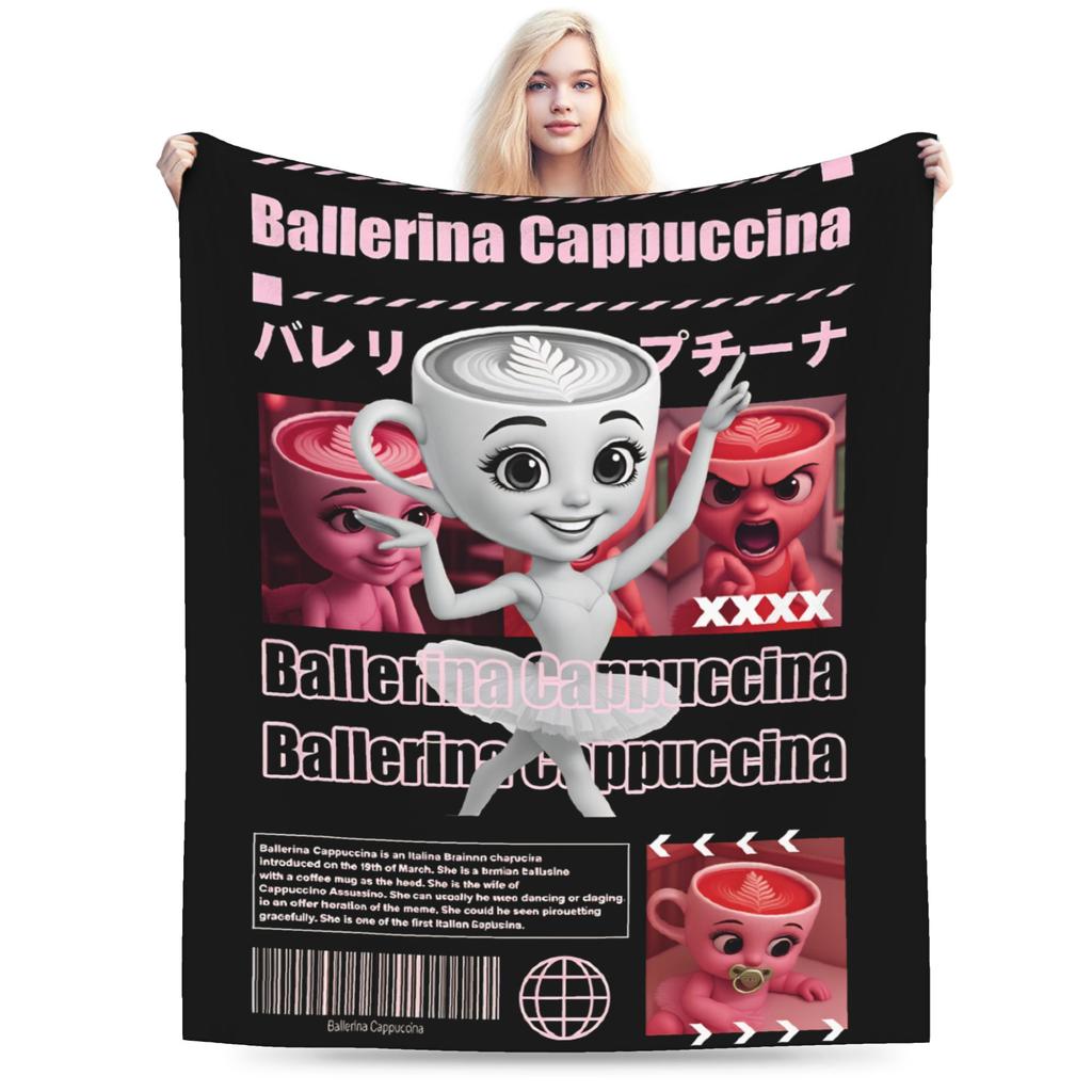 Italian Brainrot Funny Meme Plush Blanket Kids Adult  Flannel Throw Blanket For Couch Chair Sofa Bed Warm Soft Quality Bedspread