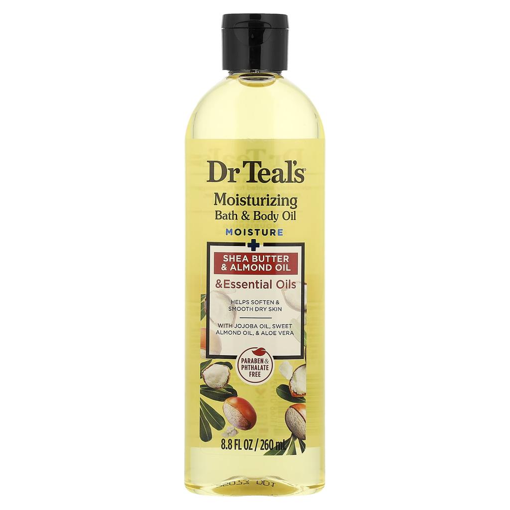 Dr. Teal'S, Moisturizing Bath & Body Oil, Shea Butter & Almond Oil, 260 Ml (8.8 Fl Oz)