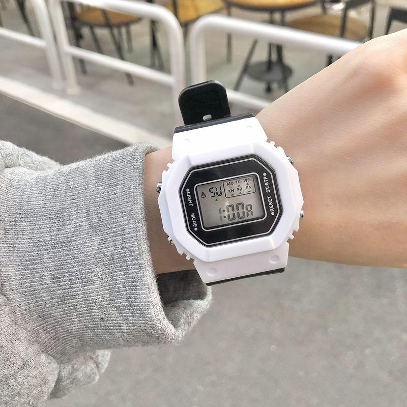 C08 Boys and Girls Student Electronic Watch Macaron Color Men's and Women's Sport Alarm Clock Waterproof Square Watches