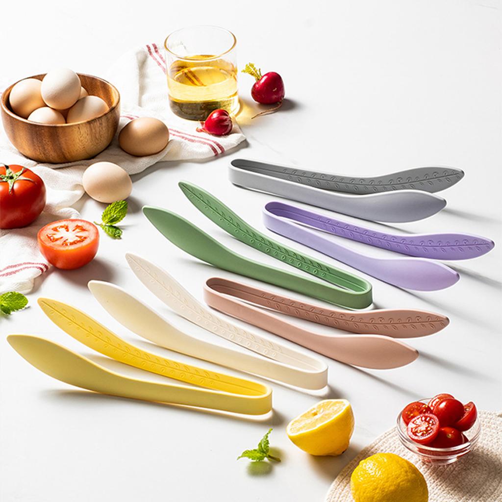 Leaf Silicone Food Tongs Non-Slip Heat Resistant for BBQ Steak Bread Kitchen Cooking