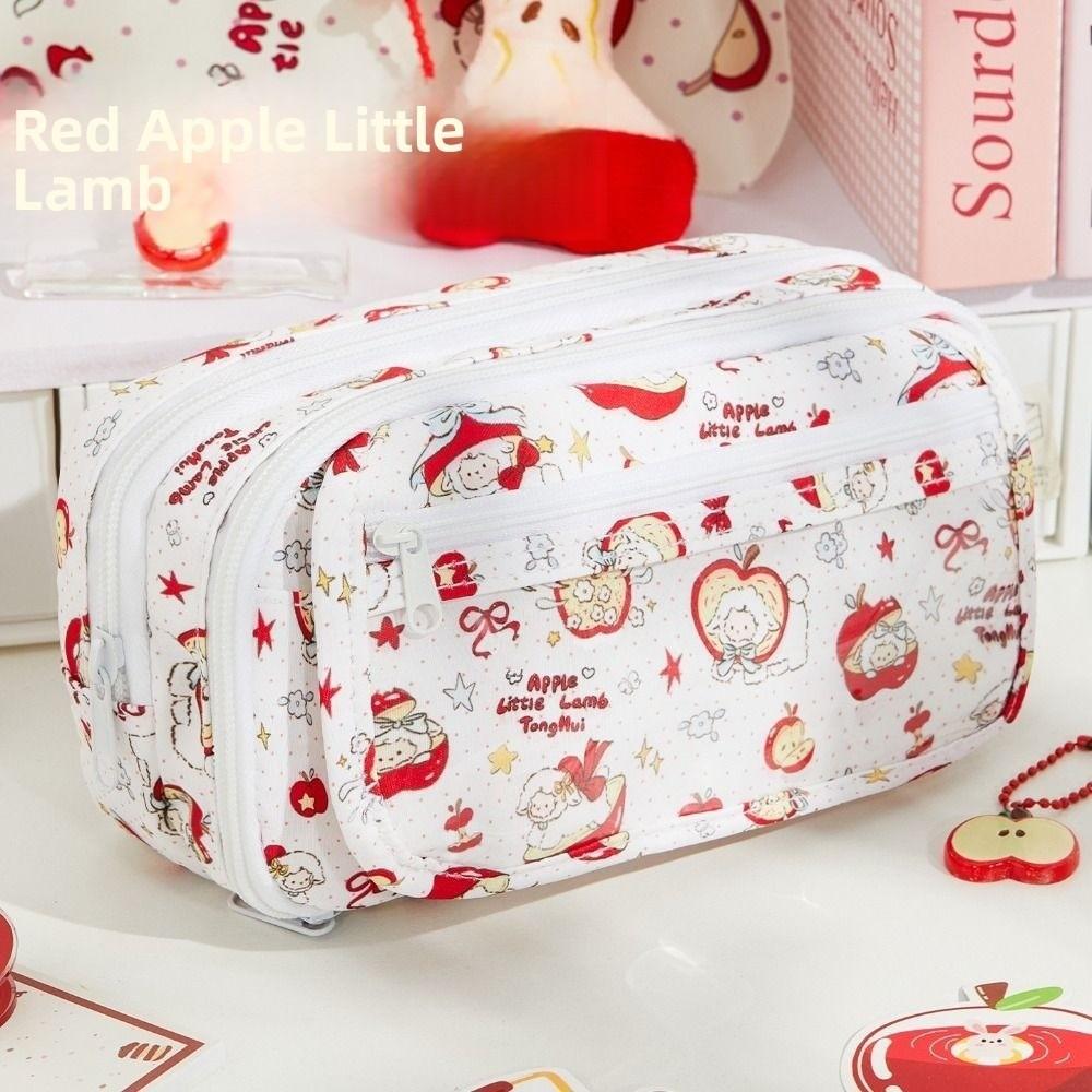 Flip Closure Stationery Storage Bag Multilayer Pencil Case Cute Pen Bag Students Supplies