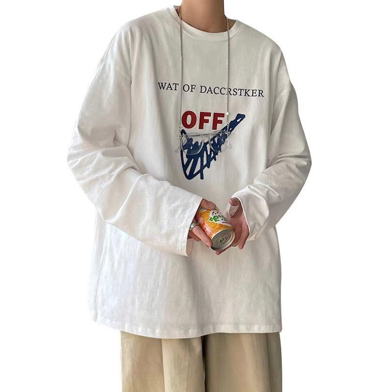 

Мужская футболка с длинным рукавом Мужская весна и осень Большой Топ Повседневный Большой Футбол Мужская Мода Красавчик Свободный