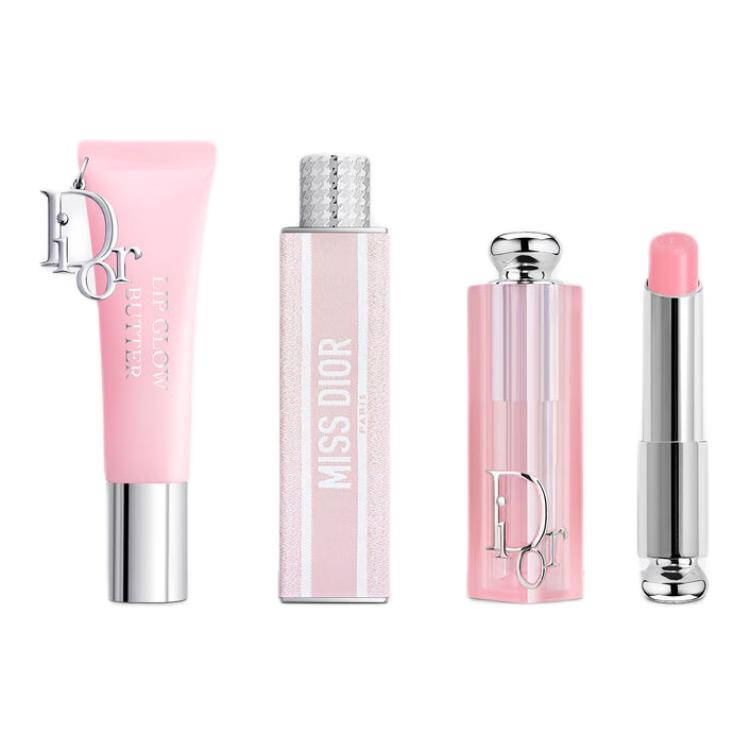 Набор Dior Miss Dior Mini Miss Blooming Bouquet Твердые духи и Dior Addict Lip Glow Бальзам для губ и Dior Addict Lip Glow Lip Balm #001+Solid Perfume+Lip Glow #101