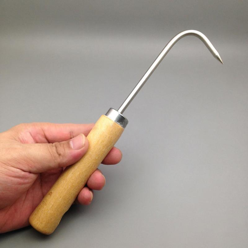 Tvirtas anglies plieno bonsai įrankių kabliukas medinė rankena Patvari žolės kabliukas Tvirtas žolės šaknų kabliukas