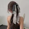 1PC Ink and Wash Beauty Fabric Art New Chinese Style Streamer Bow Grab Clip, Temperament On The Back of The Head