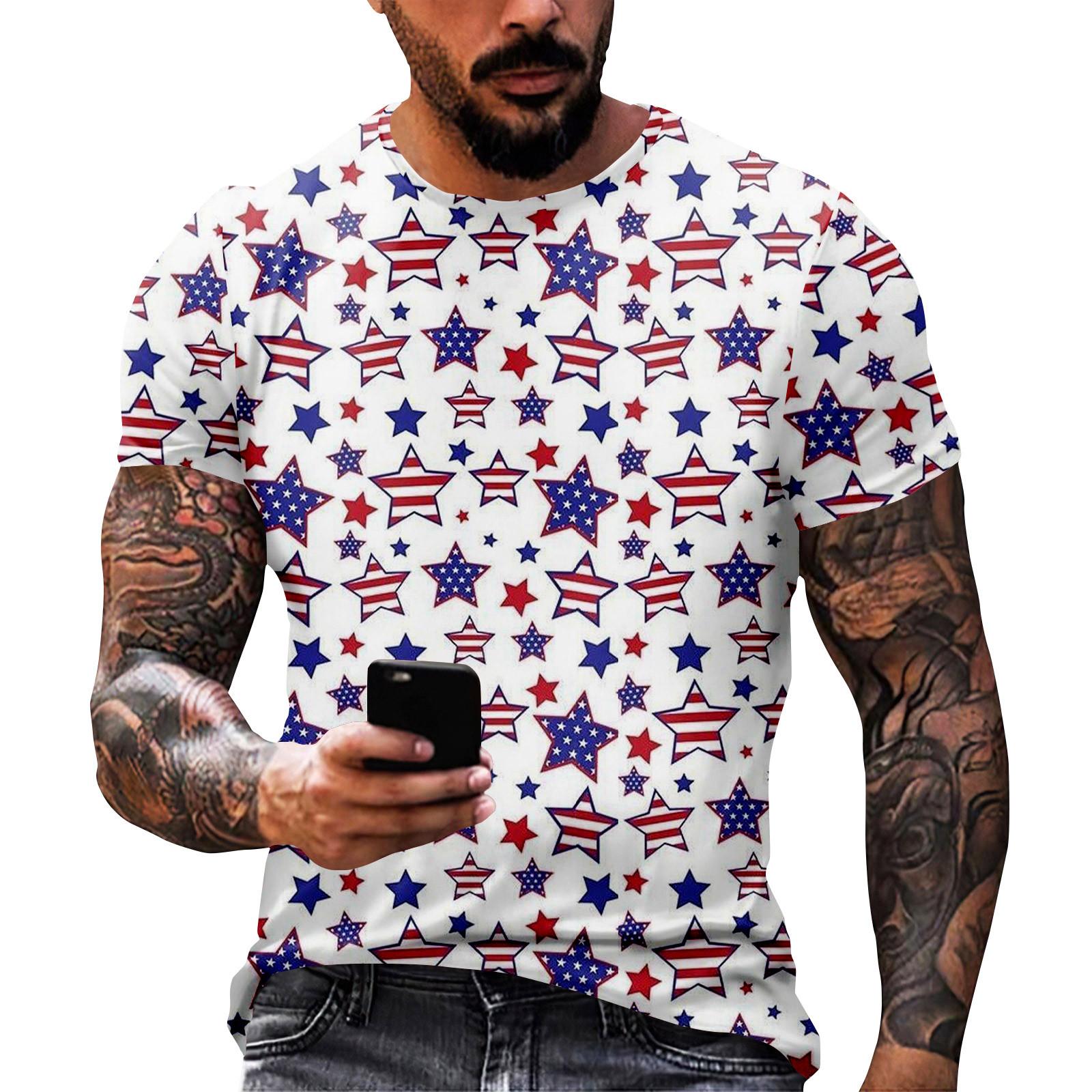 

Принт «День независимости» — мужская повседневная футболка с круглым вырезом и короткими рукавами L белый