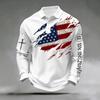 Patriotic Long Sleeve Polo Shirt, American Flag Graphic, Casual Style
