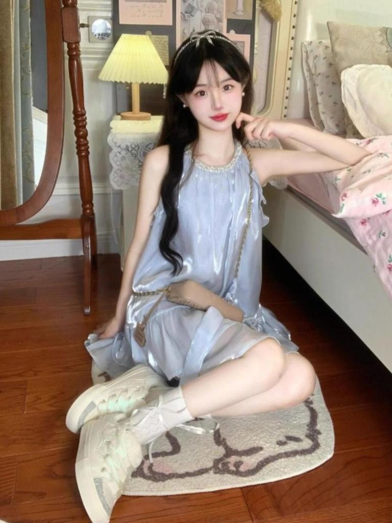 French Elegance Sleeveless Taffeta Party Dress With Beaded Detailing For Summer 2025