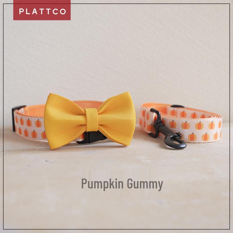 PLATTCO Nylon Pumpkin Print Dog Collar & Leash Set Extra Large