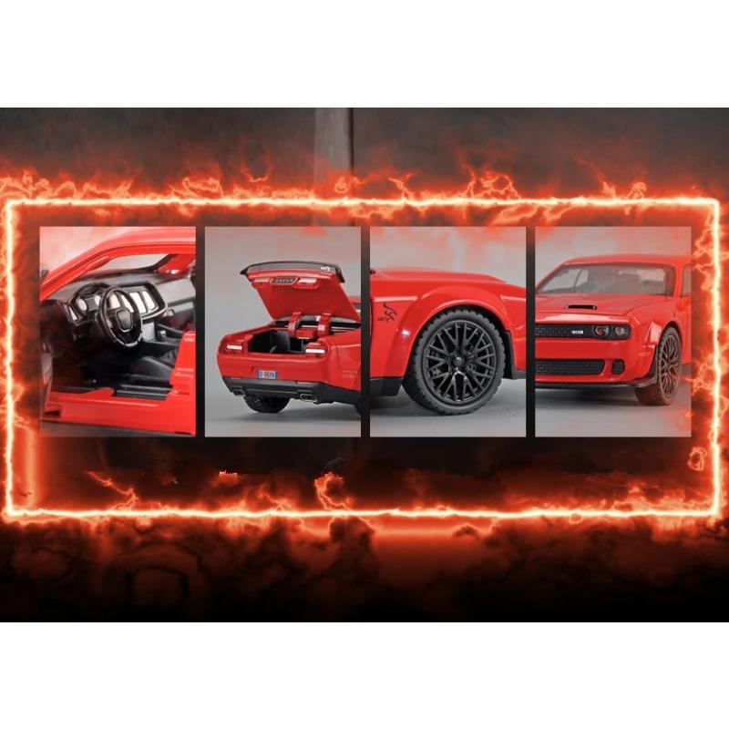 1/32 Dodge Challenger Helicat SRT Sportwagenmodell aus Legierung, Druckguss-Metallspielzeug, Muscle-Car-Modell, Simulation, Ton und Licht, Kindergeschenk