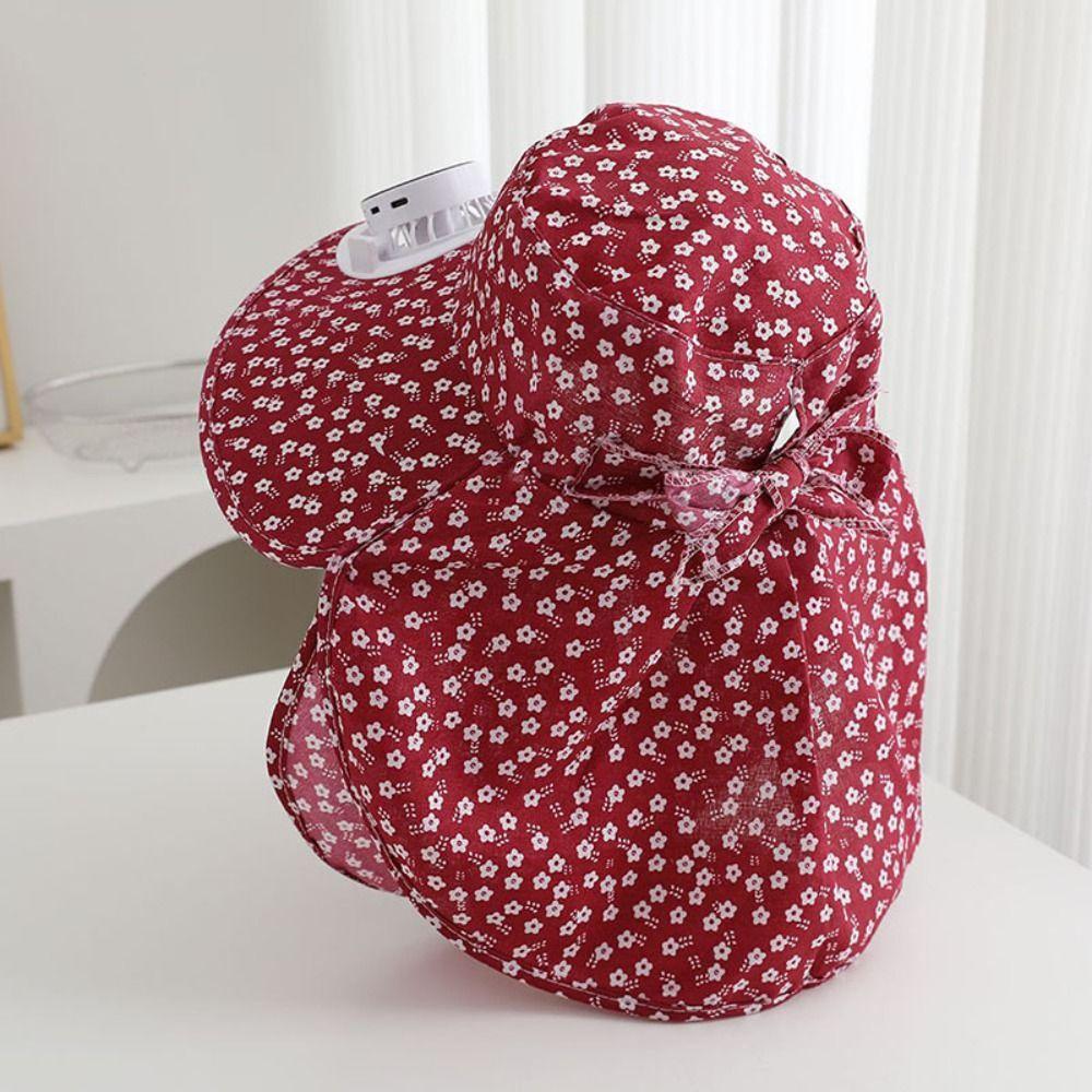 Breathable Wide Brim Fan Hat UV Protection Summer Fan Visor Cap Cooling Sunshade Hat Farm Work