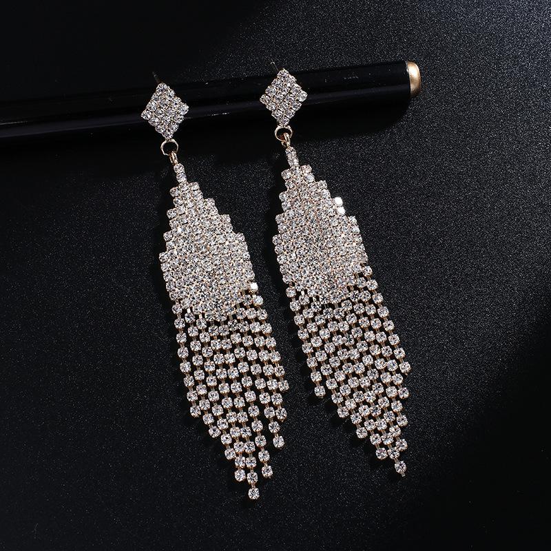 Personalized Jewelry Tassel Shiny Colorful Earrings Women's Long Slimming Drop Earrings