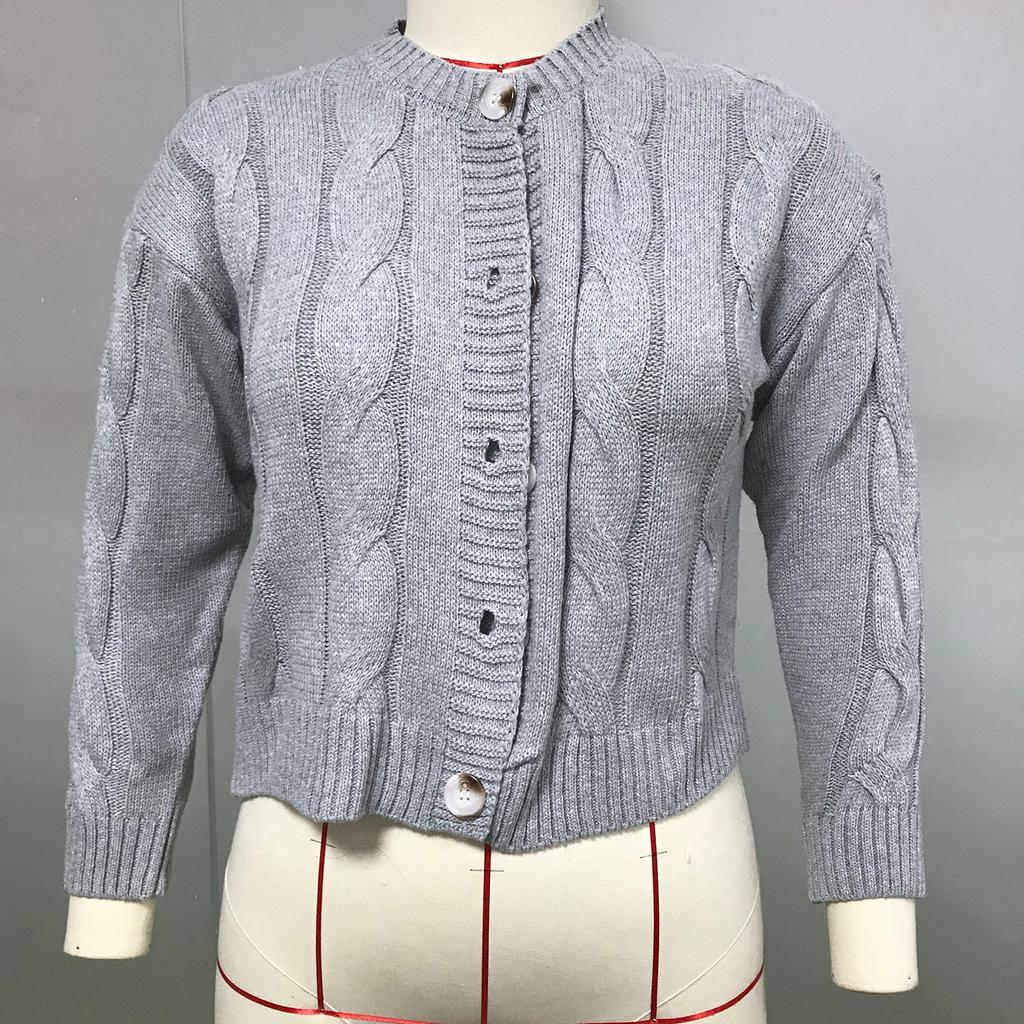 Women's Tops Solid Knitted Cardigan Sweater Casual Outerwear