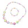 Cuteness Flower Rainbow Necklace and Bracelet Set Charm Jewelry Set Colorful Beads Jewelry Plastic Texture for Girls